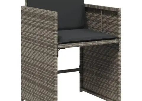 Set mobilier de grădină cu perne, 13 piese, gri, poliratan - 5/5