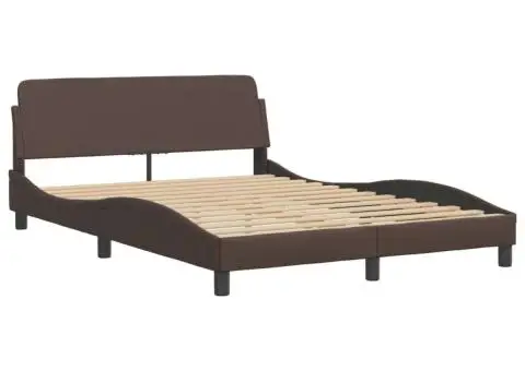 Pat cu saltea, maro, 120x200 cm, piele ecologică - 4/5