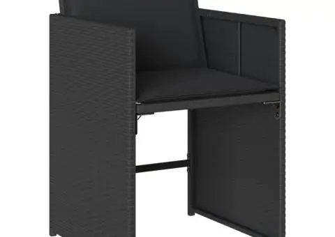 Set mobilier de grădină cu perne, 15 piese, negru, poliratan - 4/5