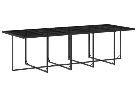 Set mobilier de grădină cu perne, 15 piese, negru, poliratan - 5/5