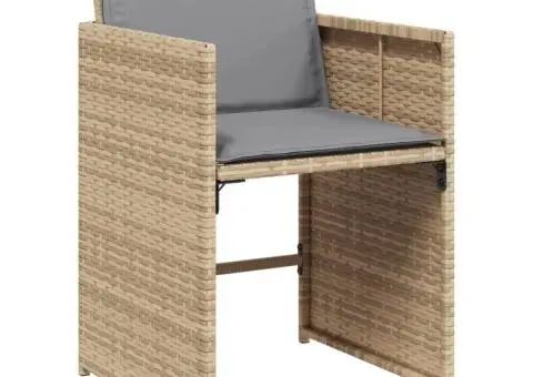 Set de masă pentru grădină, 9 piese, cu perne, bej, poliratan - 4/5