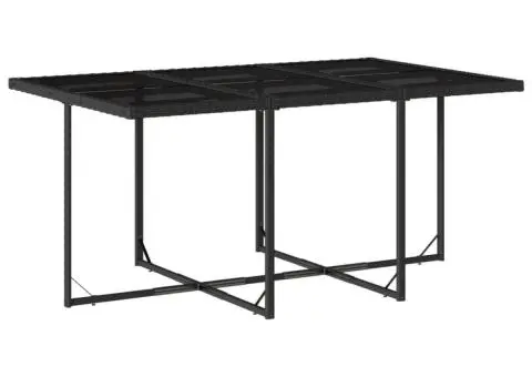 Set mobilier de exterior cu perne, 11 piese, negru, poliratan - 4/5