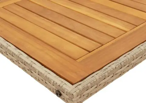 Set de masă pentru grădină, 9 piese, cu perne, bej, poliratan - 5/5