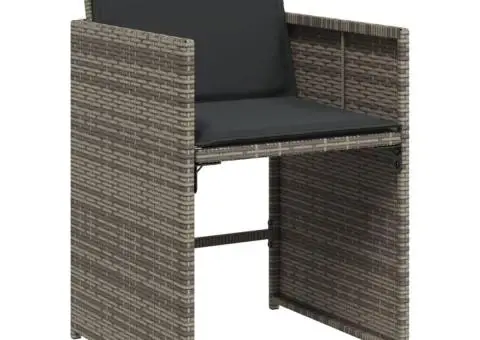 Set mobilier de grădină cu perne, 15 piese, gri, poliratan - 3/5