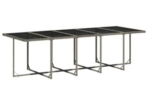 Set mobilier de grădină cu perne, 15 piese, gri, poliratan - 4/5