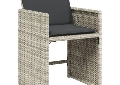 Set mobilier de grădină cu perne 17 piese gri deschis poliratan - 3/5