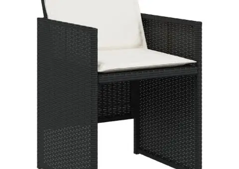 Set mobilier de grădină cu perne, 9 piese, negru, poliratan - 5/5