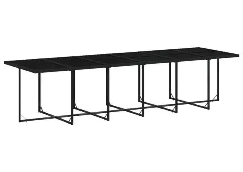 Set mobilier de grădină cu perne, 17 piese, negru, poliratan - 4/5