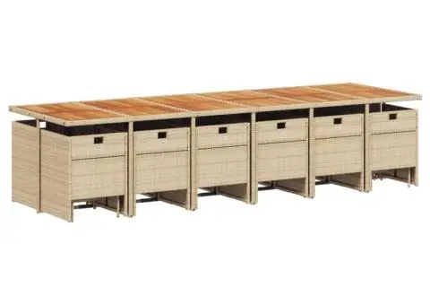 Set mobilier de grădină cu perne, 17 piese, bej, poliratan - 3/5