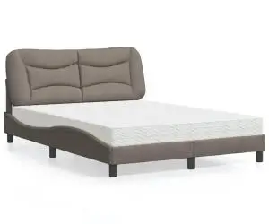 vidaXL Pat cu saltea, gri taupe, 120x200 cm, textil