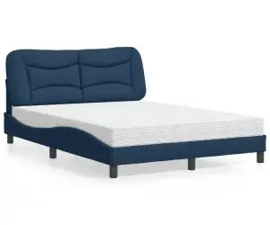vidaXL Pat cu saltea, albastru, 120x200 cm, textil