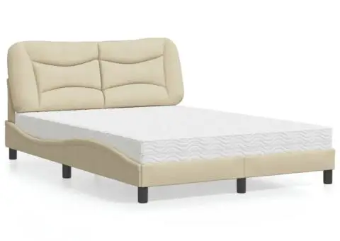 Pat cu saltea, crem, 140x200 cm, textil - 1/5
