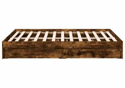 Cadru pat cu sertare stejar fumuriu 120x200 cm lemn prelucrat - 5/5