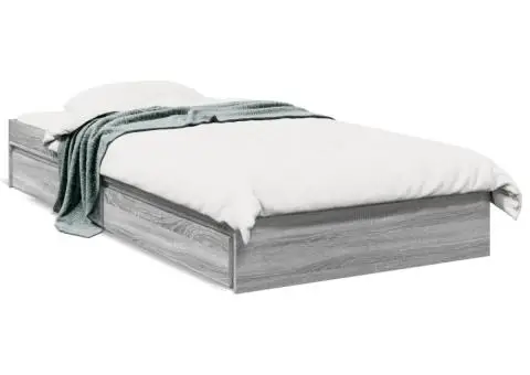 Cadru de pat cu sertare gri sonoma 75x190 cm lemn prelucrat - 2/5