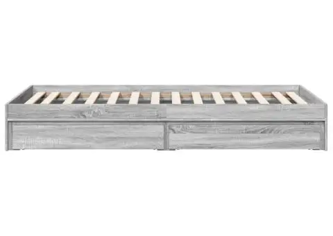 Cadru de pat cu sertare gri sonoma 75x190 cm lemn prelucrat - 5/5