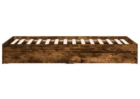 Cadru pat cu sertare stejar fumuriu 100x200 cm lemn prelucrat - 5/5