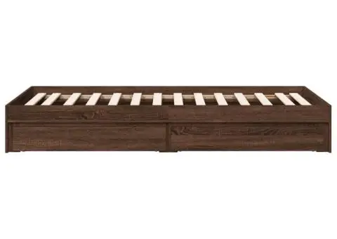 Cadru de pat cu sertare, stejar maro, 100x200 cm lemn prelucrat - 5/5