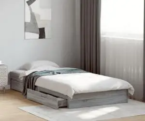 vidaXL Cadru de pat cu sertare gri sonoma 90x190 cm lemn prelucrat