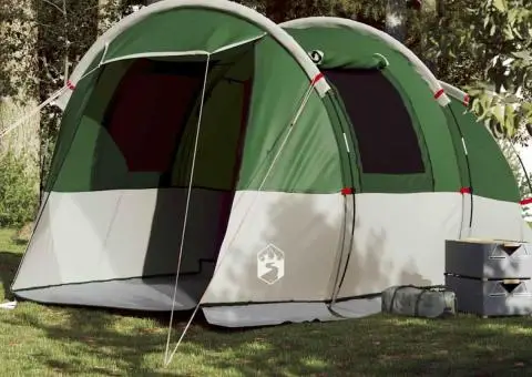 Cort de camping tunel pentru 4 persoane, verde, impermeabil - 1/5