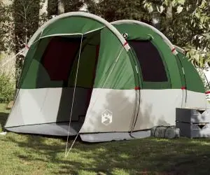 vidaXL Cort de camping tunel pentru 4 persoane, verde, impermeabil