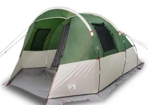 Cort de camping tunel pentru 4 persoane, verde, impermeabil - 4/5