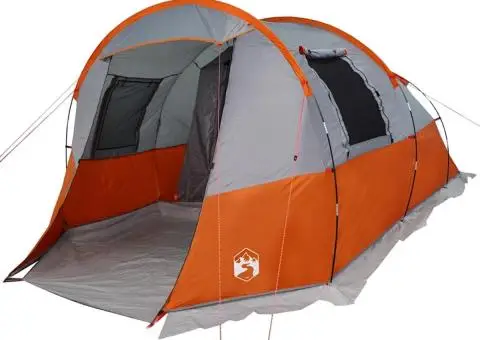 Cort de camping tunel 4 persoane, gri/portocaliu, impermeabil - 2/5