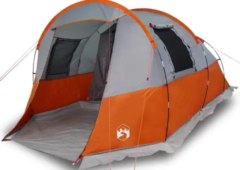 Cort de camping tunel 4 persoane, gri/portocaliu, impermeabil - 4/5