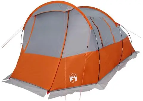 Cort de camping tunel 4 persoane, gri/portocaliu, impermeabil - 5/5