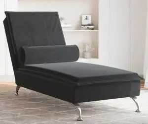 vidaXL Șezlong de masaj cu suport sprijin, negru, catifea