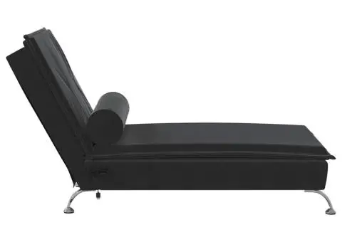 Șezlong de masaj cu suport sprijin, negru, catifea - 5/5