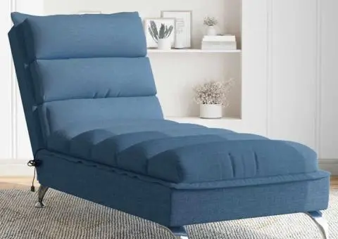 Șezlong de masaj cu perne, albastru, material textil - 1/5