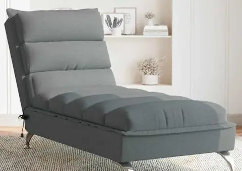 Șezlong de masaj cu perne, gri închis, material textil - 1/5