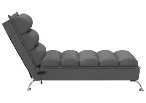 Șezlong de masaj cu perne, gri închis, material textil - 5/5