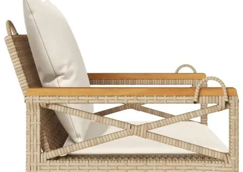 Bancă de balansoar cu perne, bej, 63x62x40 cm, poliratan - 5/5