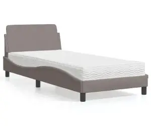 vidaXL Pat cu saltea, gri taupe, 80x200 cm, textil