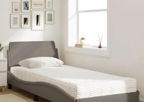 Pat cu saltea, gri taupe, 80x200 cm, textil - 3/5