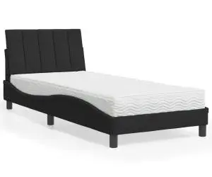 vidaXL Pat cu saltea, negru, 80x200 cm, catifea