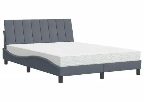 Pat cu saltea, gri închis, 120x200 cm, catifea - 2/5