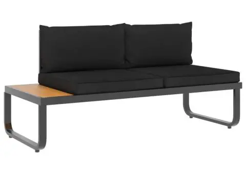 Set canapea de grădină colțar cu perne, 4 piese, aluminiu, WPC - 4/5