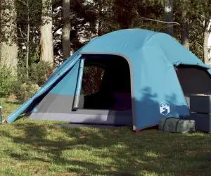 vidaXL Cort de camping cupolă pentru 4 persoane, albastru, impermeabil