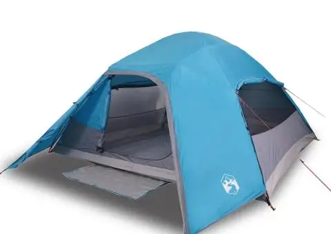 Cort de camping cupolă pentru 4 persoane, albastru, impermeabil - 2/5