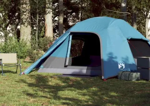 Cort de camping cupolă pentru 4 persoane, albastru, impermeabil - 4/5