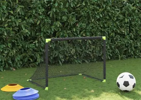 Poartă de fotbal pentru copii, pliabilă, negru, 90x64x64 cm - 3/5