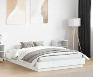 vidaXL Cadru de pat, alb, 120x190 cm, lemn prelucrat