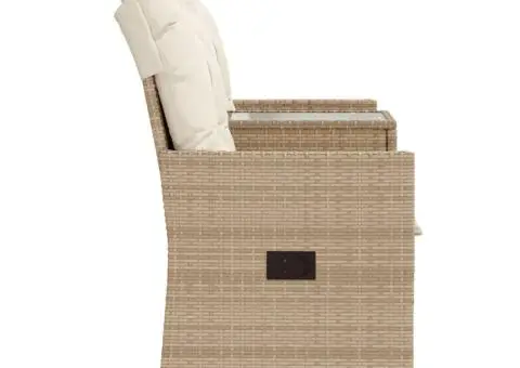 Canapea de grădină rabatabilă 2 locuri, cu masă, bej, poliratan - 5/5