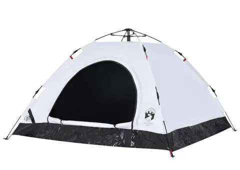 Cort de camping 5 persoane, alb opac, setare rapidă, țesătură - 4/5