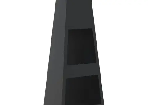 Șemineu de exterior, magazie de bușteni, negru design turn oțel - 2/5