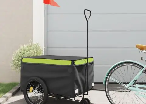 Remorcă pentru biciclete, negru și verde, 45 kg, fier - 1/5