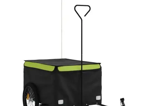 Remorcă pentru biciclete, negru și verde, 45 kg, fier - 2/5