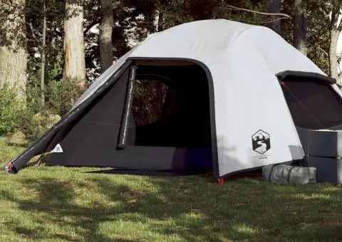 Cort camping cupolă 4 persoane alb, țesătură opacă, impermeabil - 1/5